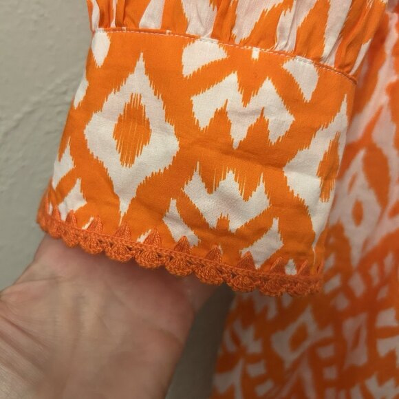 st barth cotton dress medium Orange Ruffle Cottagecore Quiet Luxury Italian - Picture 9 of 12